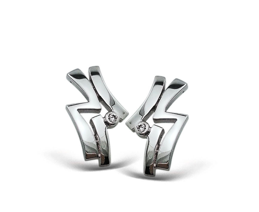 Серебряные серьги Brosh Jewellery (Серебро 925) покрытие родий вставка Бриллиант.