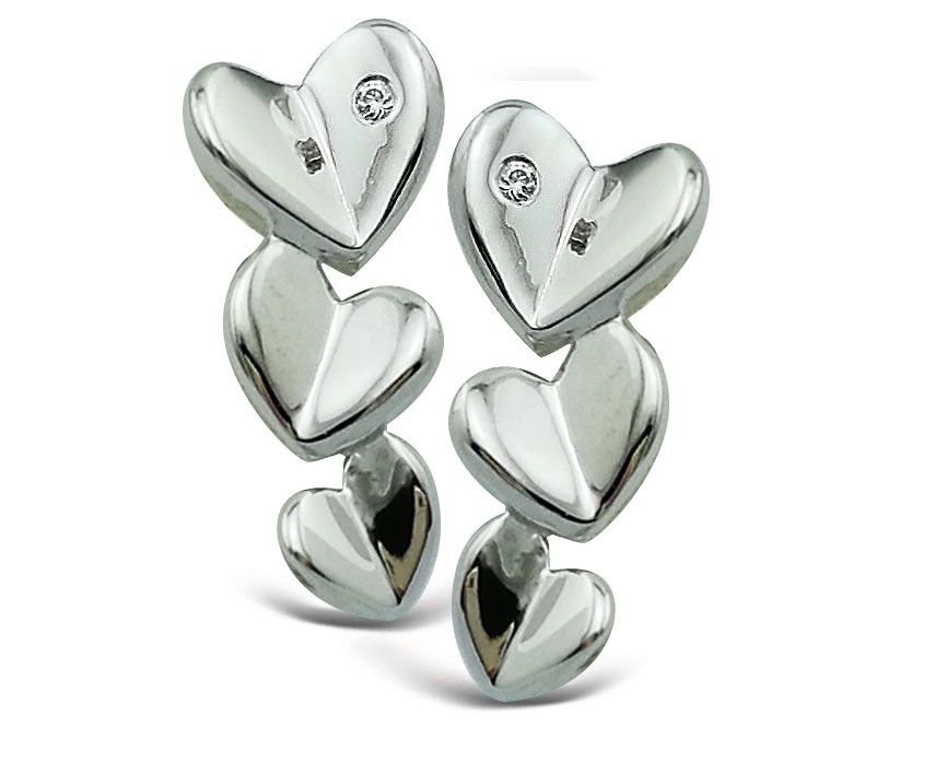 Серебряные серьги с Brosh Jewellery (Серебро 925) покрытие родий вставка Цирконий.