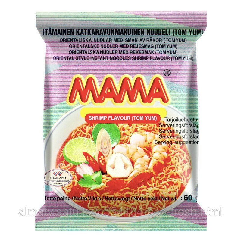 Тайская лапша MAMA Tom Yum со вкусом креветки, 60 Г