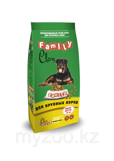 CLAN FAMILY Сухой корм для собак крупных пород Курица, 15 кг