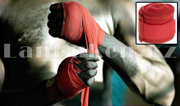 Боксерский бинт спортивный красный с черной надписью 2 штуки 460 см x 5 см - фото 6 - id-p71555658