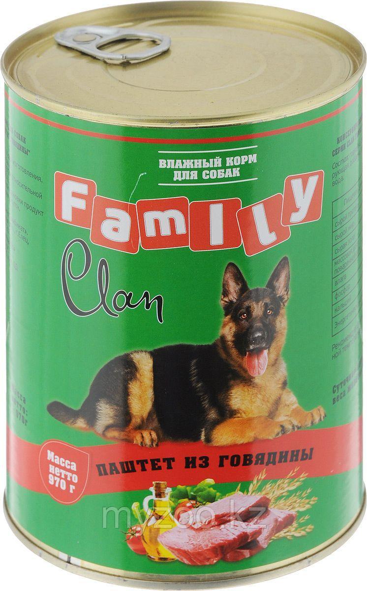 CLAN FAMILY влажный корм для собак всех пород паштет с Говядиной 970 гр