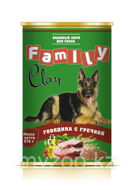CLAN FAMILY влажный корм для собак всех пород Говядина с гречкой 970 гр