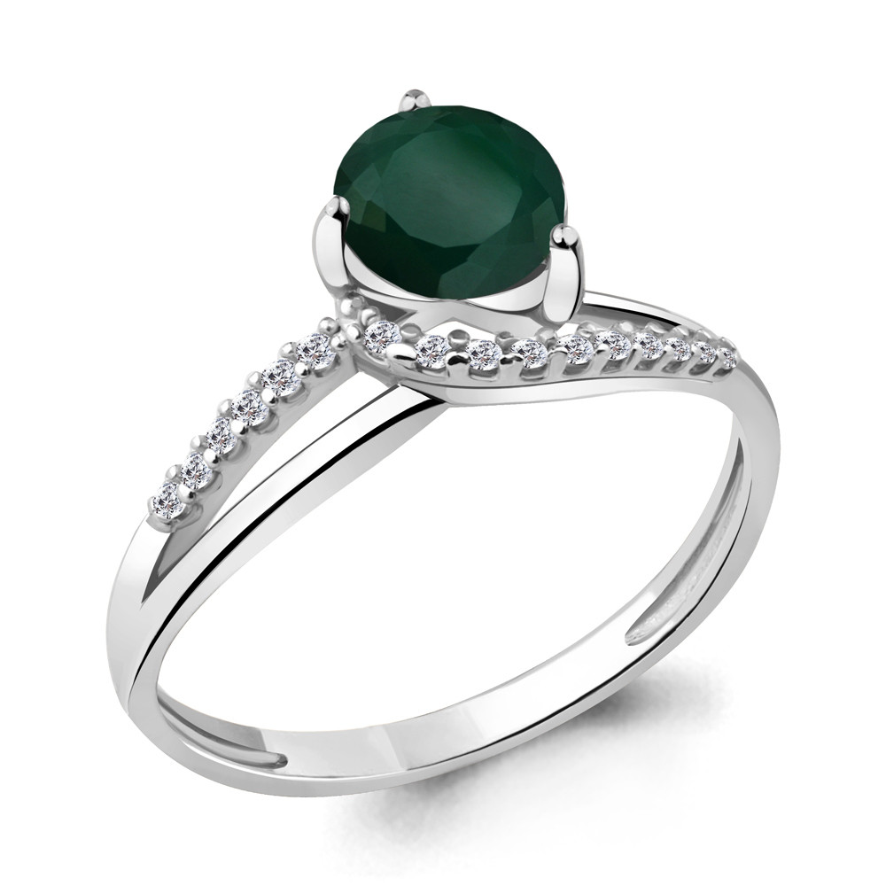 Серебряное кольцо с агатом зелёным AQUAMARINE (#697860)