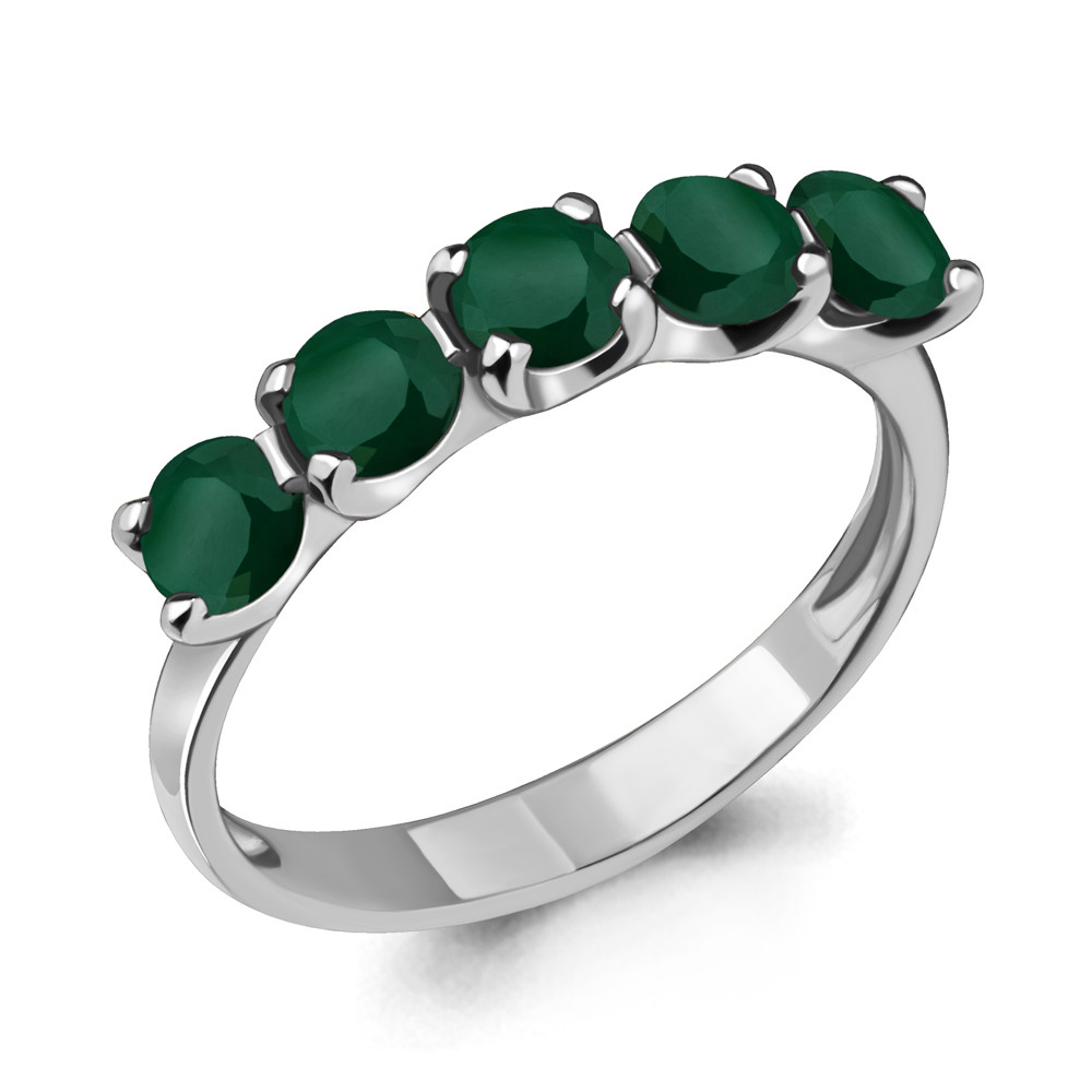 Серебряное кольцо с агатом зелёным AQUAMARINE (#703601)