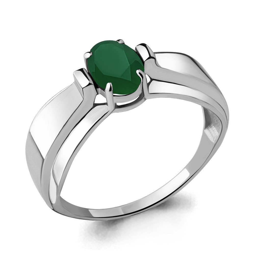 Серебряное кольцо с агатом зелёным AQUAMARINE (#709081)