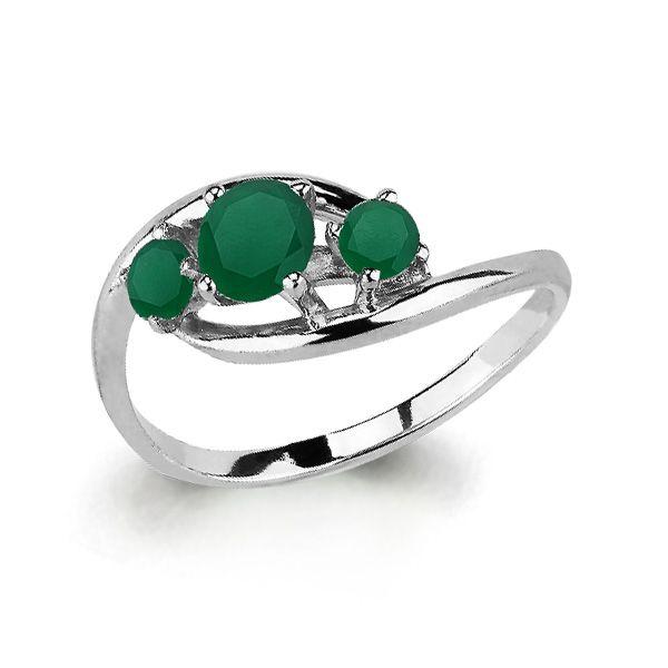 Серебряное кольцо с агатом зеленым AQUAMARINE (#697838)