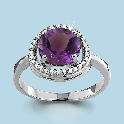 Серебряное кольцо с аметистом AQUAMARINE (#700143)