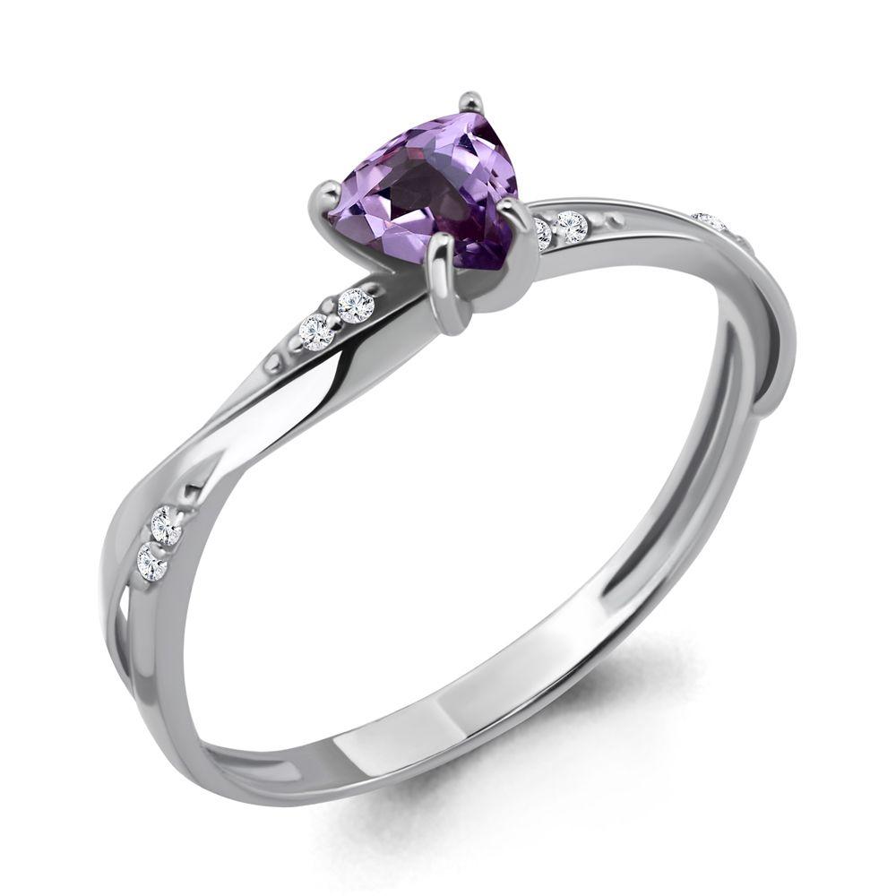 Серебряное кольцо с аметистом и фианитом AQUAMARINE (#697851)
