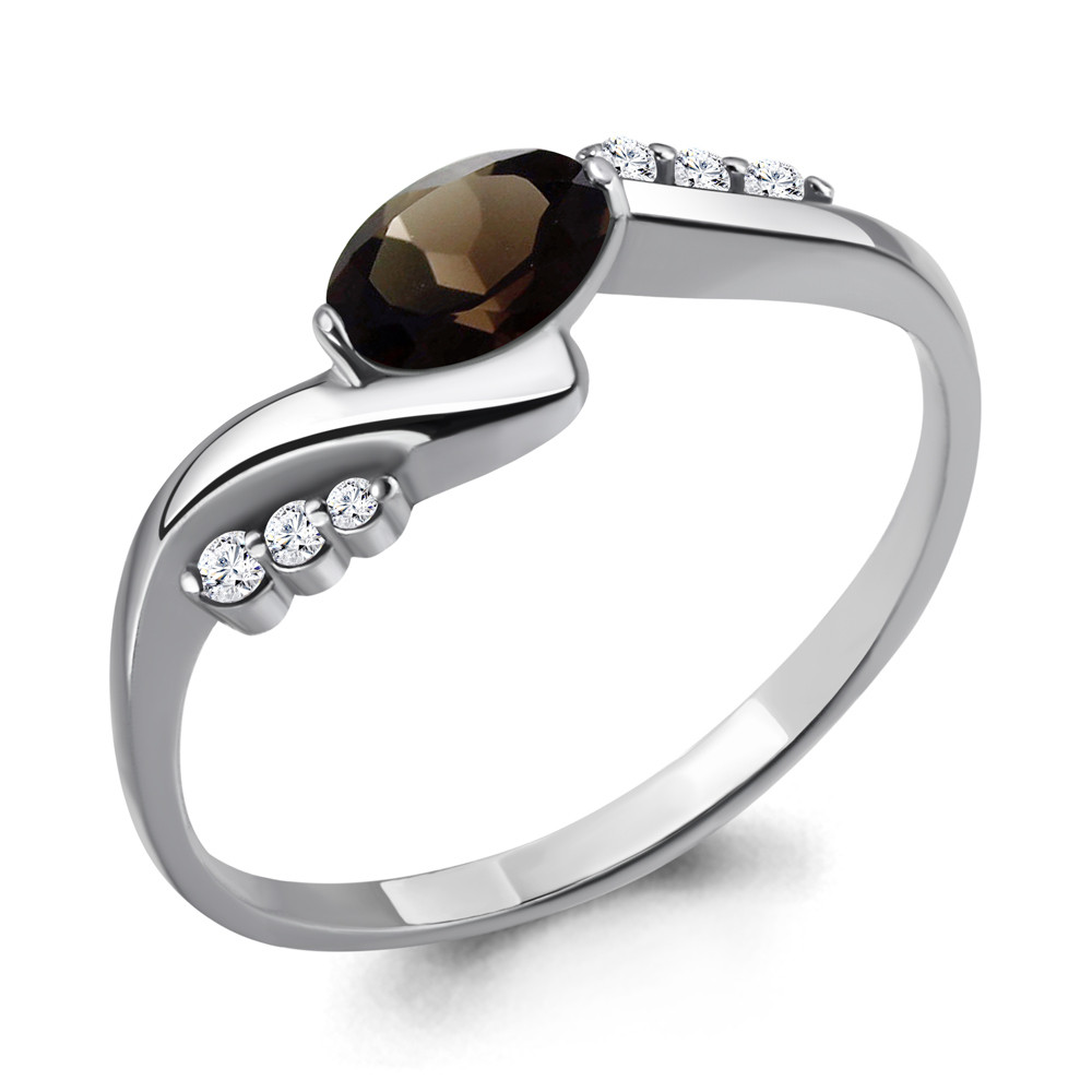 Серебряное кольцо с кварцем дымчатым и кварцем AQUAMARINE (#698467)