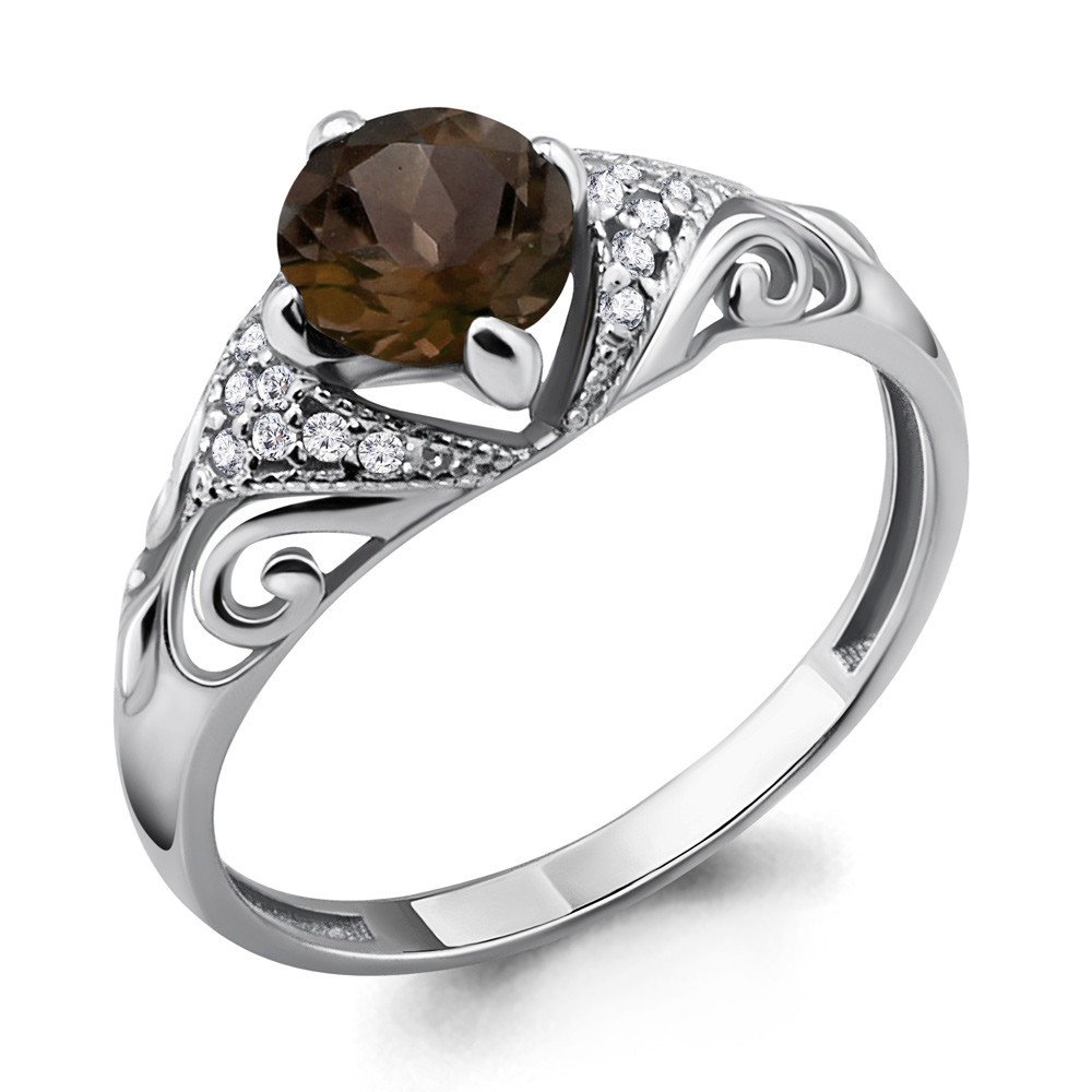 Серебряное кольцо с кварцем и фианитом AQUAMARINE (#698466)