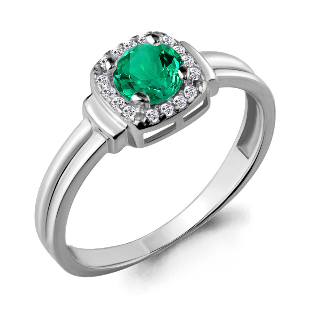 Серебряное кольцо с нано-изумрудом AQUAMARINE (#704578)
