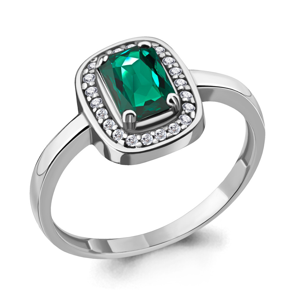Серебряное кольцо с нано-изумрудом AQUAMARINE (#712383)