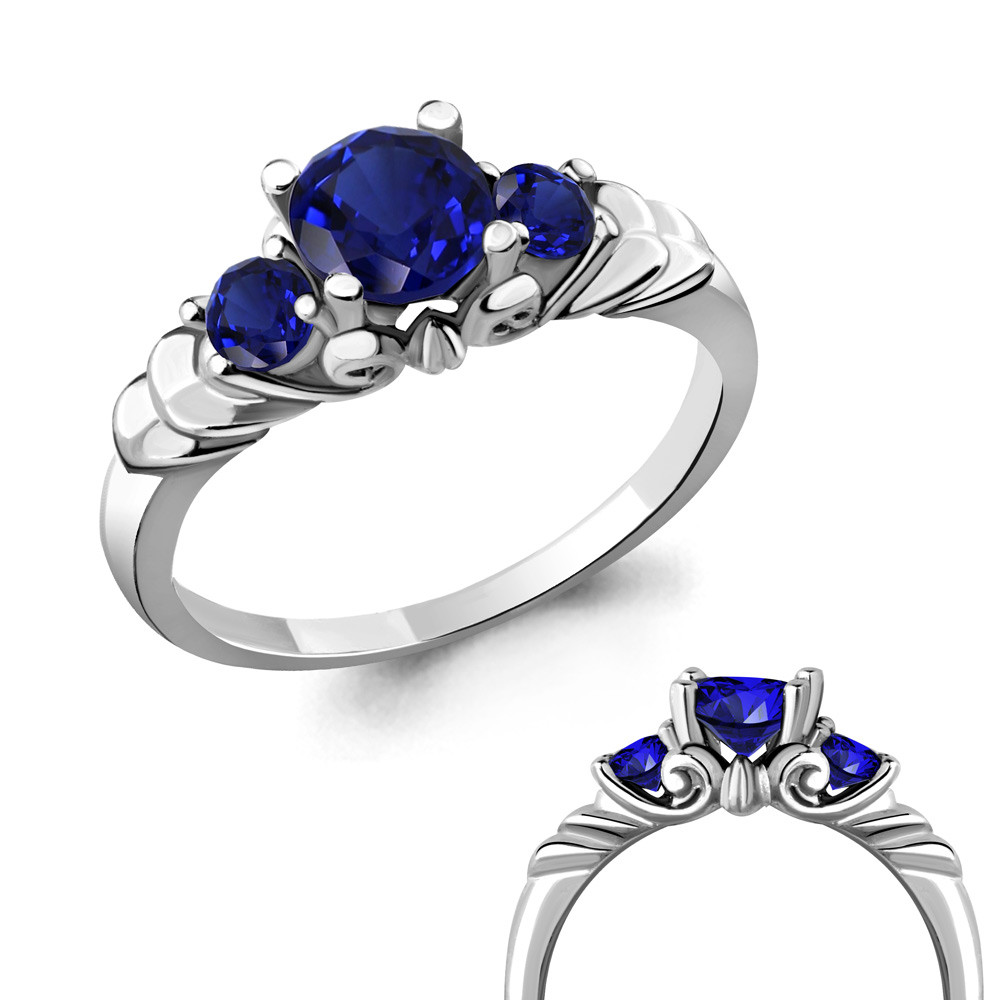 Серебряное кольцо с нано-сапфиром AQUAMARINE (#485126)