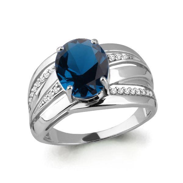 Серебряное кольцо с нано топазом лондон и топазом лондон AQUAMARINE (#687177)
