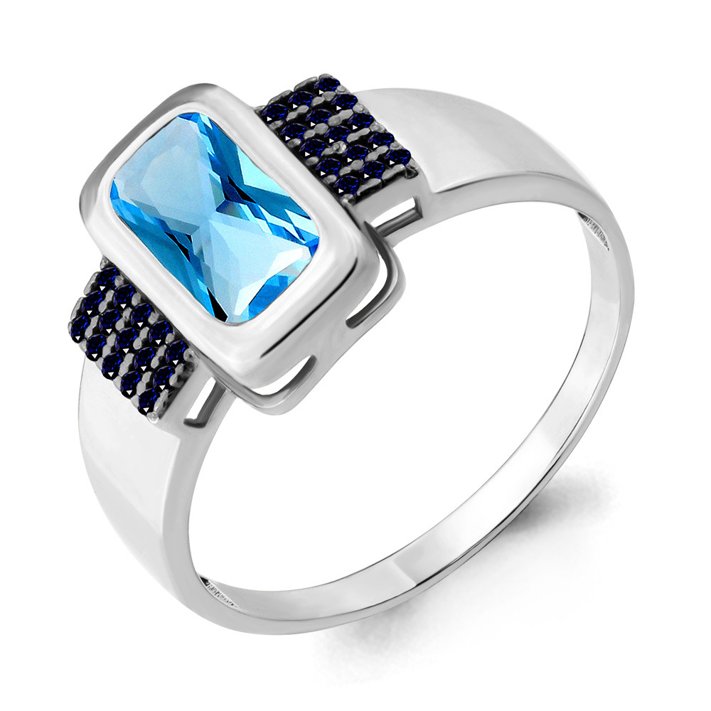 Серебряное кольцо с нано топазом и топазом свисс AQUAMARINE (#664797)