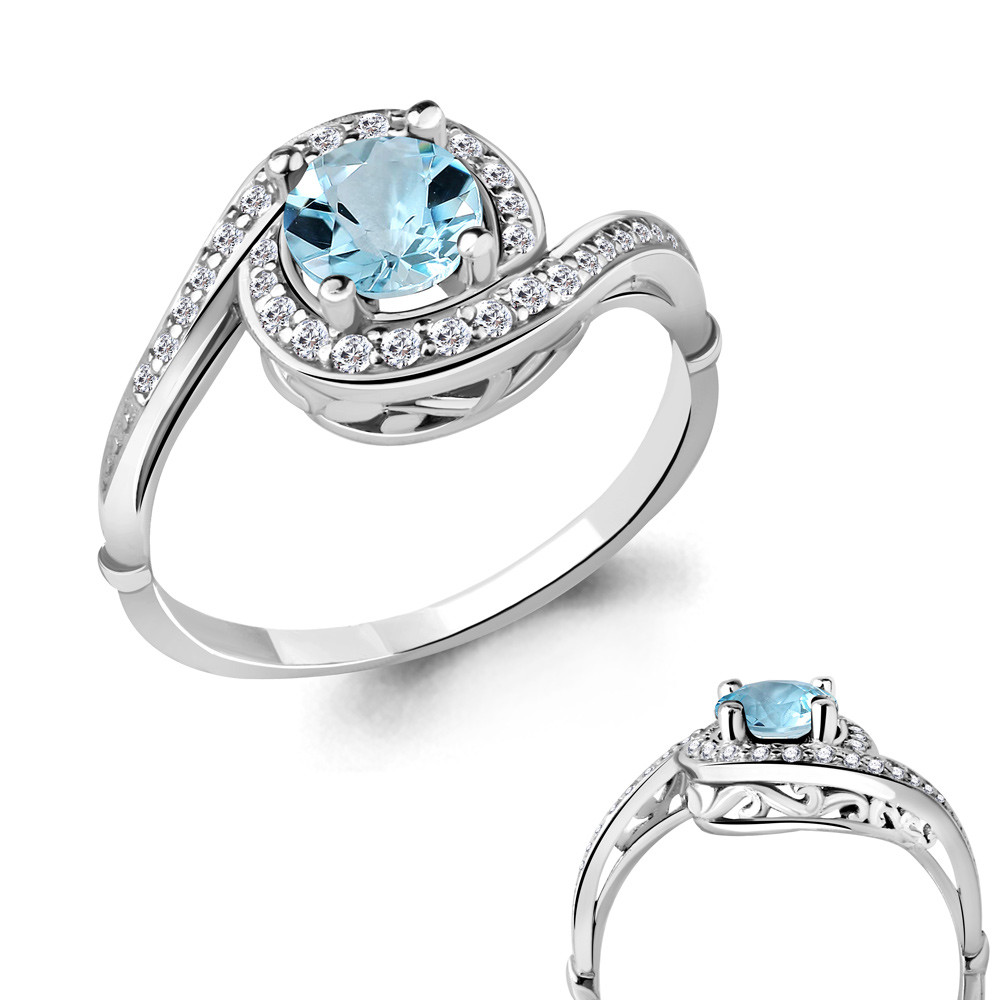 Серебряное кольцо с топазом AQUAMARINE (#708941)