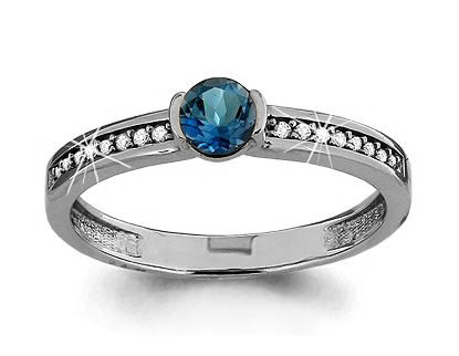 Серебряное кольцо с топазом и топазом лондон AQUAMARINE (#433231)