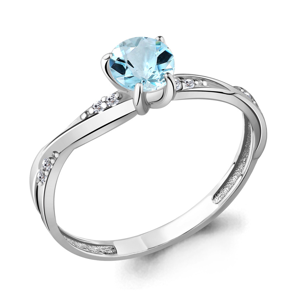 Серебряное кольцо с топазом и фианитом AQUAMARINE (#708948)