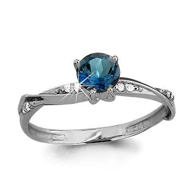Серебряное кольцо с топазом лондон и фианитом AQUAMARINE (#687152)