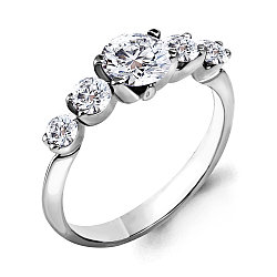 Серебряное кольцо с фианитом AQUAMARINE (#675974) 17,5