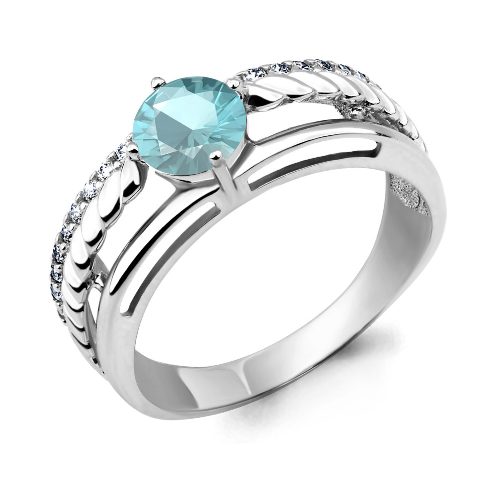 Серебряное кольцо с фианитом AQUAMARINE (#657286)