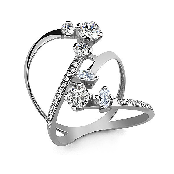 Серебряное кольцо с фианитом AQUAMARINE (#708785)