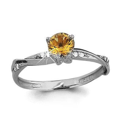 Серебряное кольцо с цитрином AQUAMARINE (#687151)
