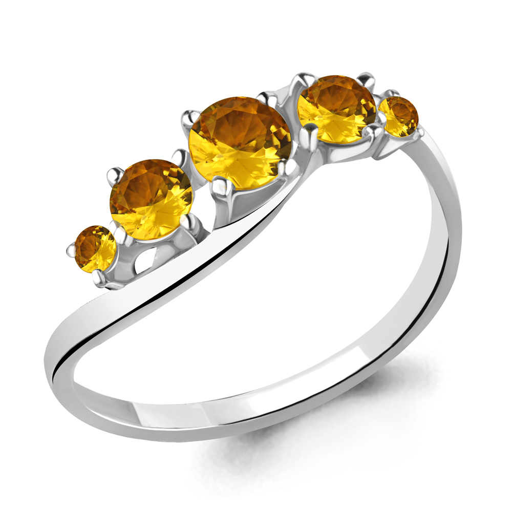 Серебряное кольцо с цитрином AQUAMARINE (#700165)