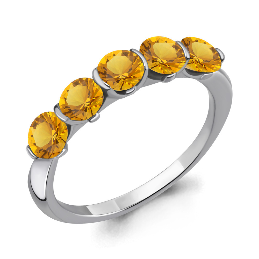 Серебряное кольцо с цитрином AQUAMARINE (#687260)