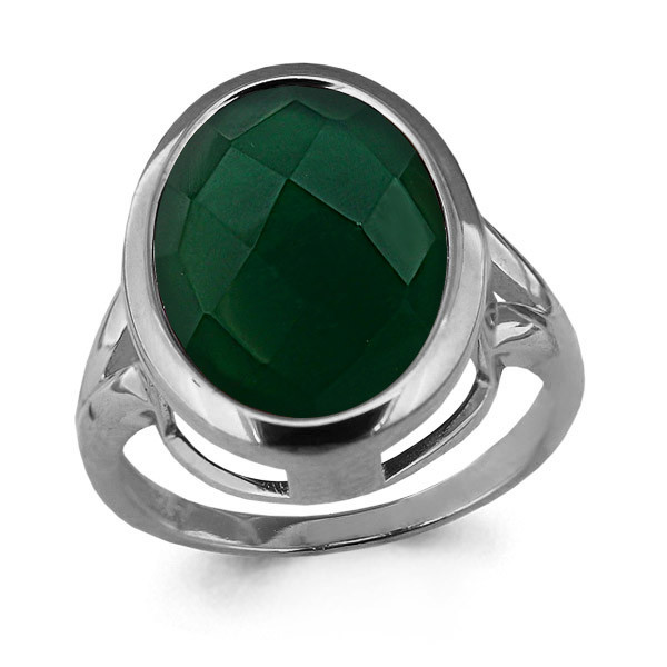 Серебряное кольцо с агатом зелёным AQUAMARINE (#709075)