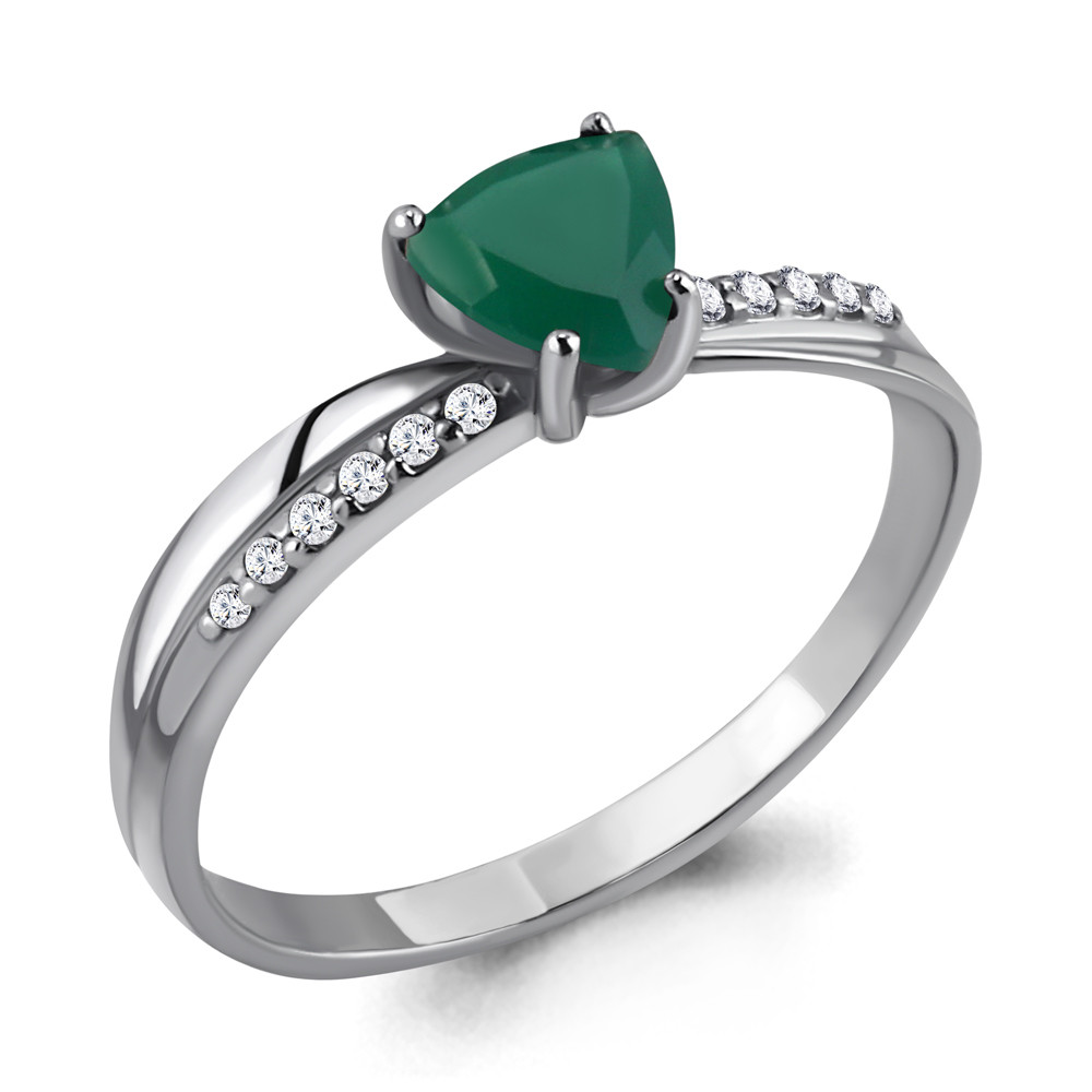Серебряное кольцо с агатом зелёным и агатом AQUAMARINE (#410053)