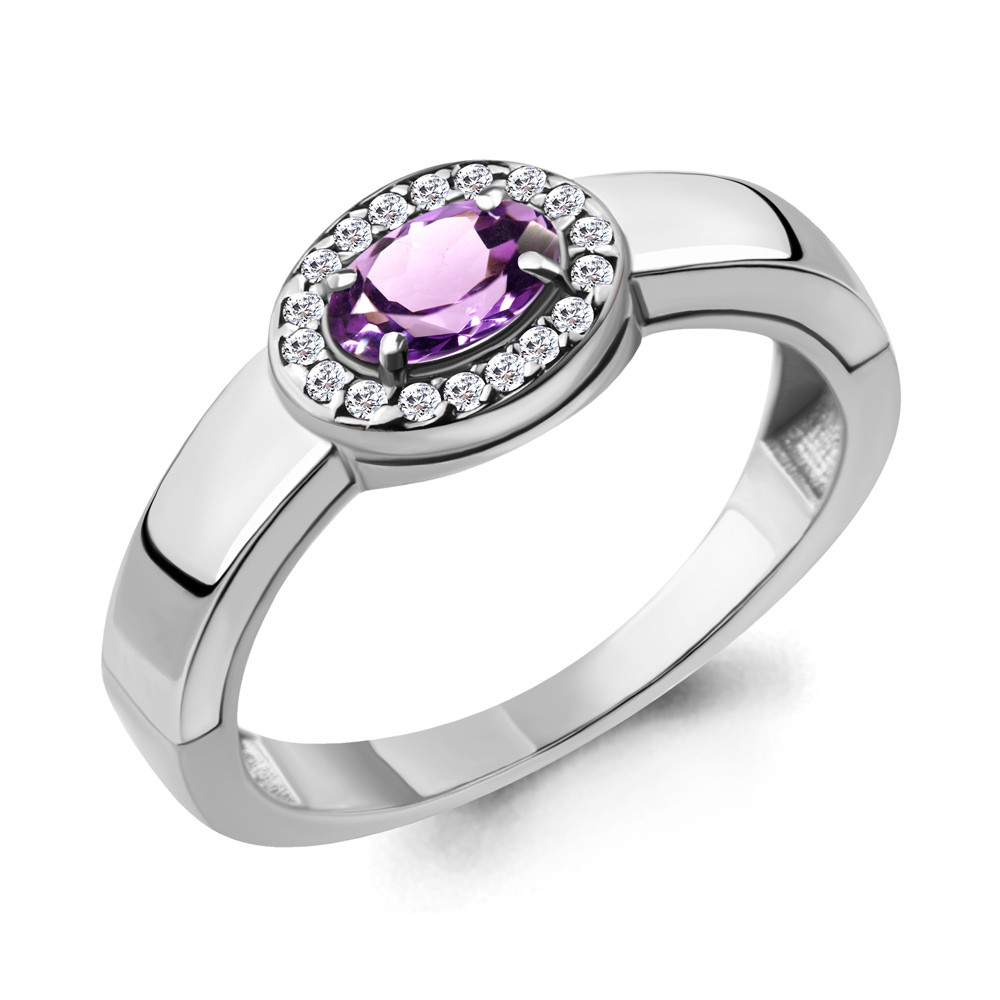 Серебряное кольцо с аметистом и фианитом AQUAMARINE (#709088)