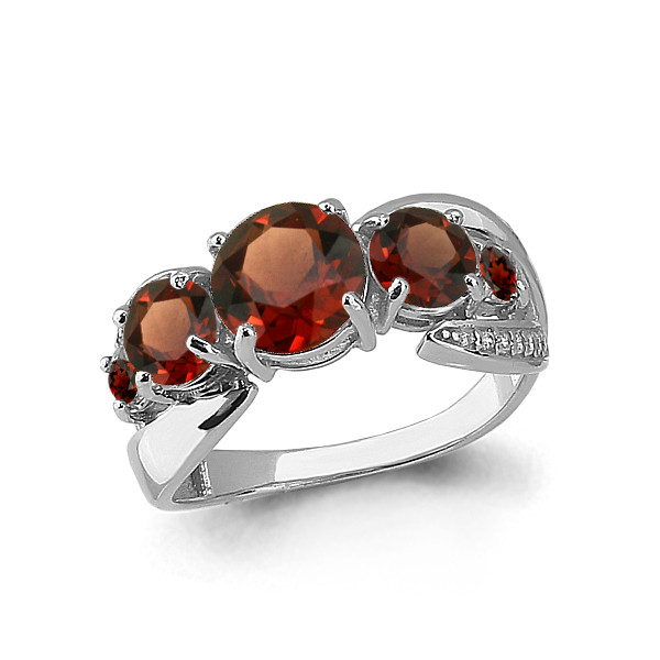 Серебряное кольцо с гранатом AQUAMARINE (#657993)