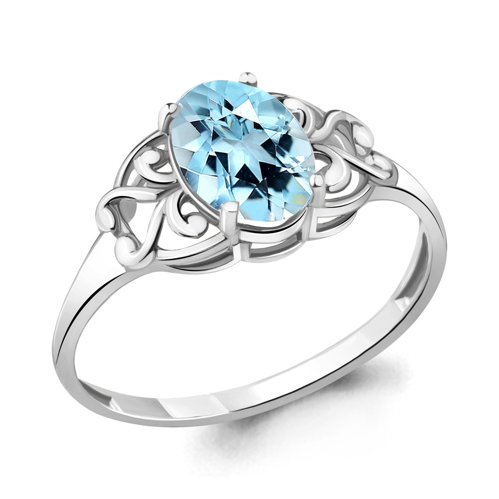 Серебряное кольцо с топазом и фианитом AQUAMARINE (#687173)