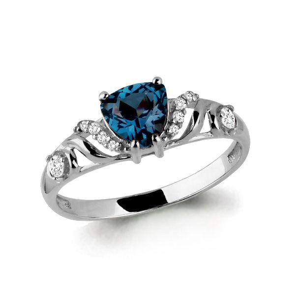 Серебряное кольцо с топазом лондон и фианитом AQUAMARINE (#687149)