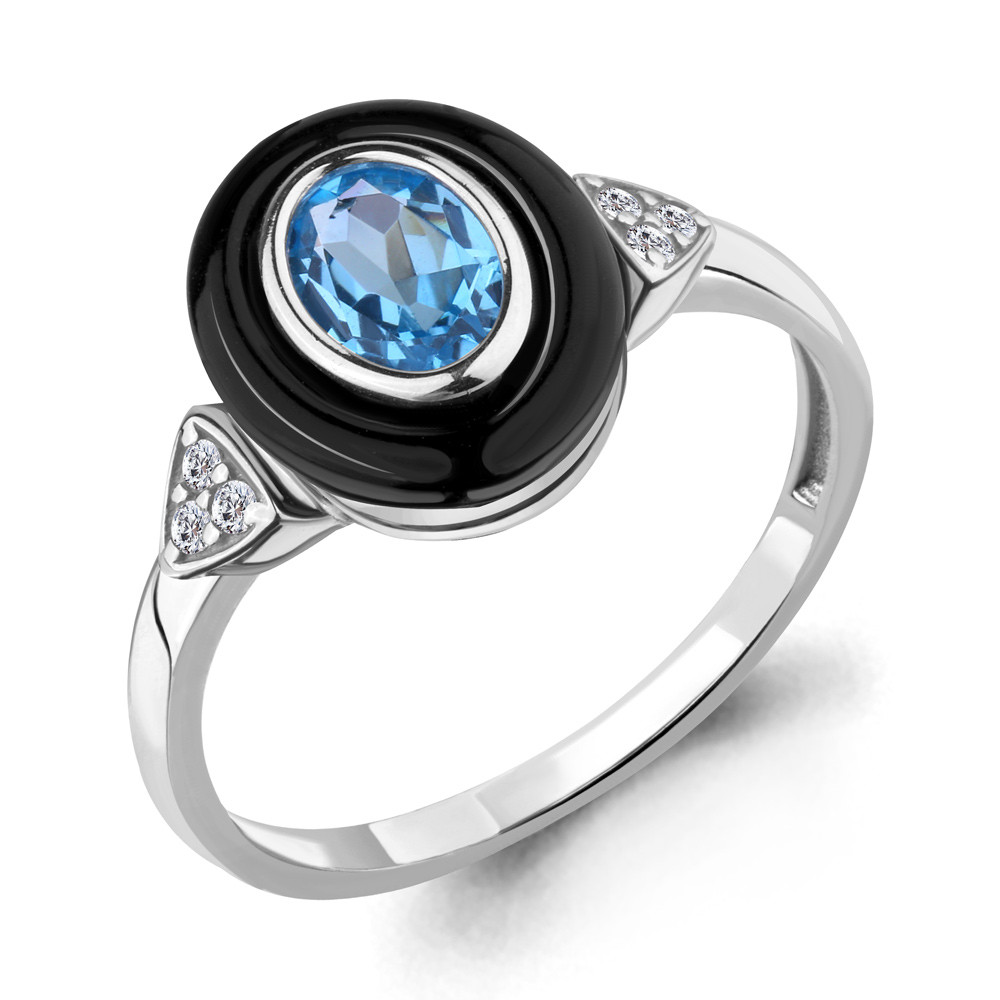 Серебряное кольцо с топазом свисс AQUAMARINE (#700274)