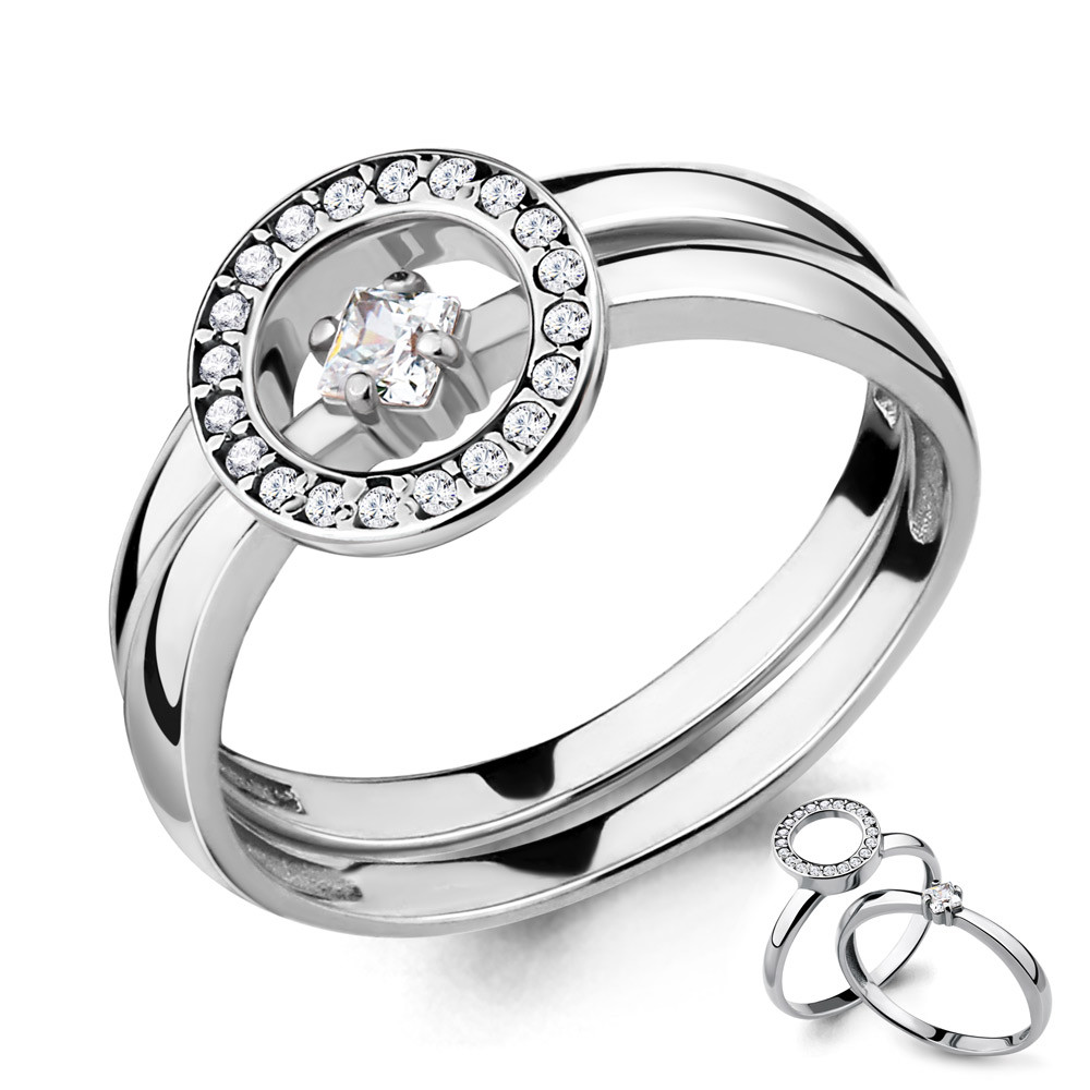 Серебряное кольцо с фианитом AQUAMARINE (#708760)