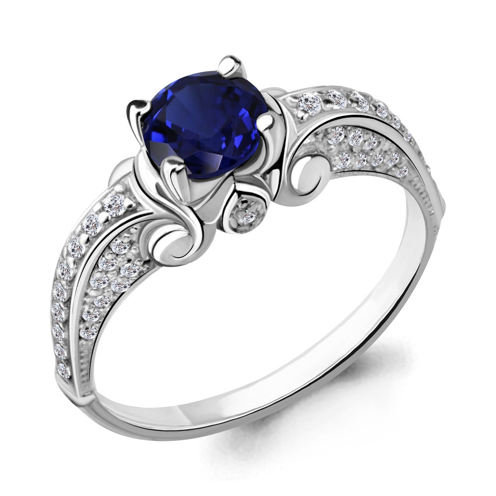 Серебряное кольцо с фианитом AQUAMARINE (#703834)