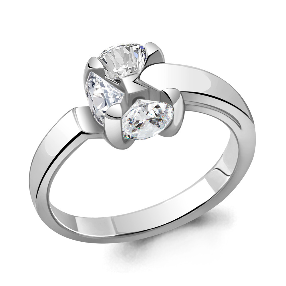 Серебряное кольцо с фианитом и наносапфиром синт. AQUAMARINE #714866