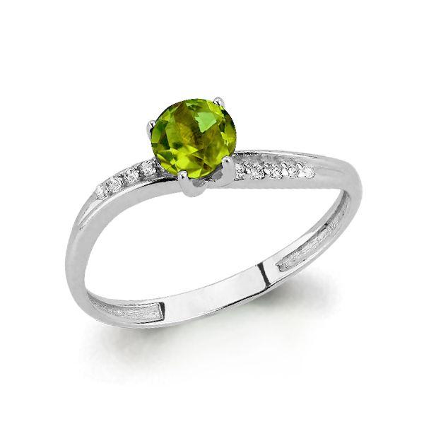 Серебряное кольцо с хризолитом AQUAMARINE (#697839)