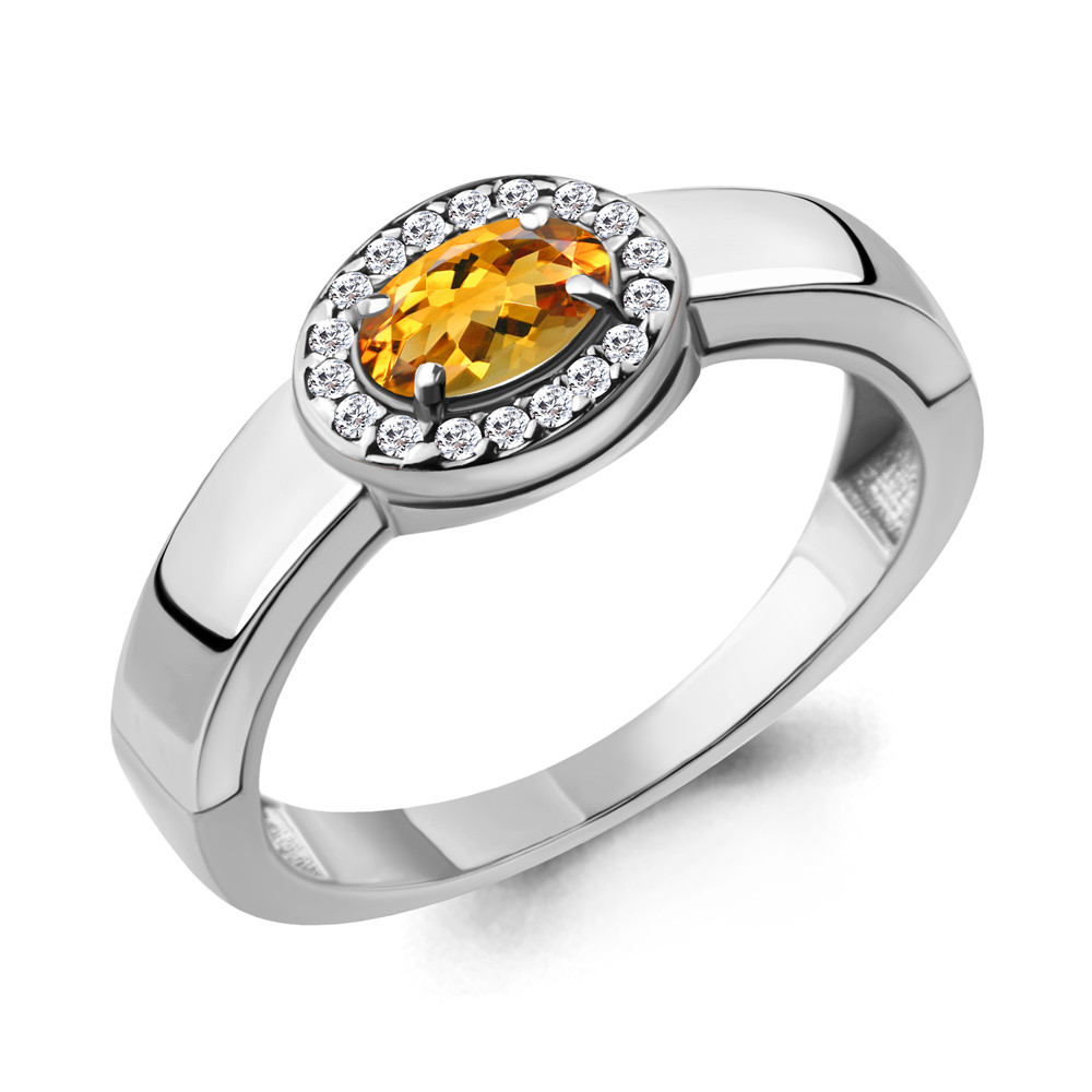 Серебряное кольцо с цитрином AQUAMARINE (#709089)