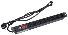 ITK PH12-7C131  PDU 7 розеток C13 с LED выключателем,1U, шнур 2м вилка нем. стандарт