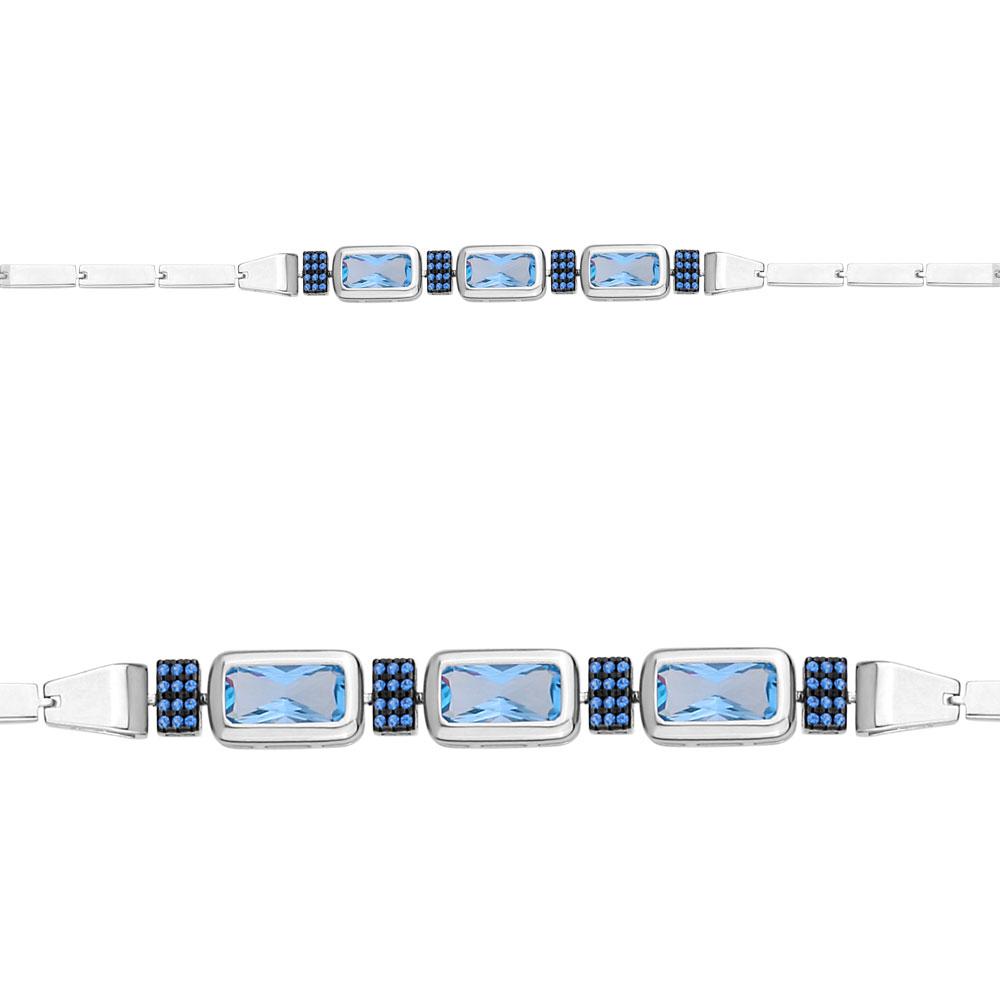 Серебряный браслет с нанотопазом синт. и наносапфиром синт. AQUAMARINE #667425