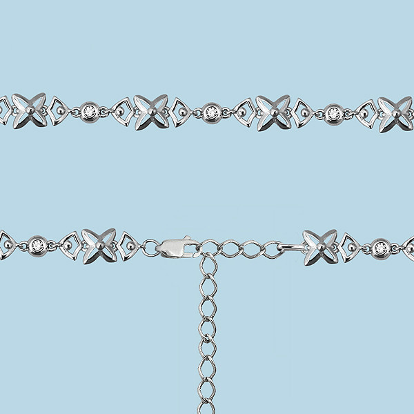 Серебряный браслет с фианитом AQUAMARINE #703643