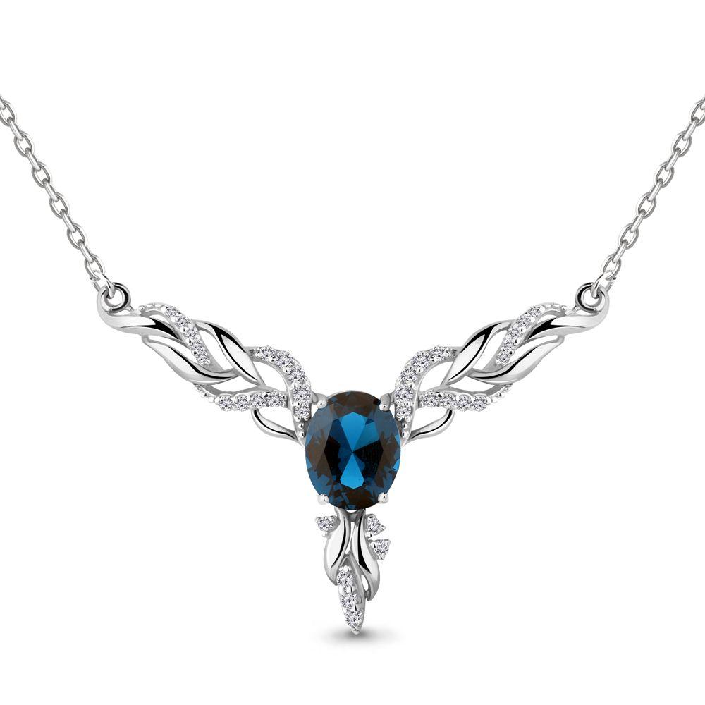 Серебряное колье с нано топазом лондон AQUAMARINE (#697867)