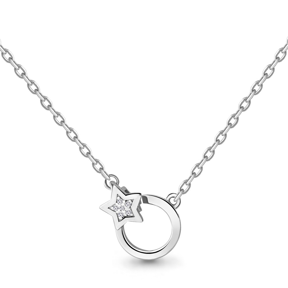 Серебряное колье с фианитом AQUAMARINE (#704537)