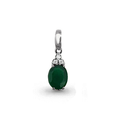 Серебряная подвеска с агатом зелёным и фианитом AQUAMARINE #700173