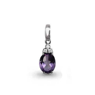 Серебряная подвеска с аметистом и фианитом AQUAMARINE #700172
