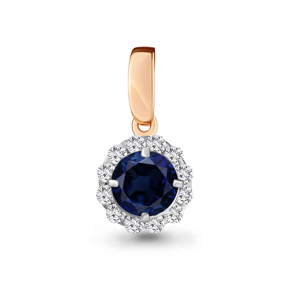 Серебряная подвеска с нано сапфиром и фианитом AQUAMARINE #632261